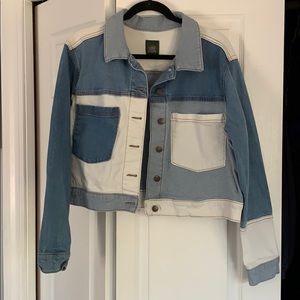 Multi colored cropped jean jacket